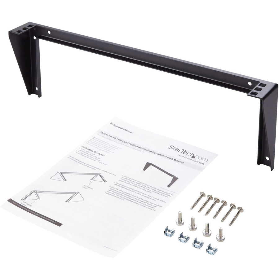 StarTech 1U 19in Steel Vertical Wall Mount Equipment Rack Bracket, TAA