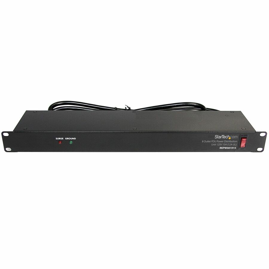 StarTech Rackmount PDU with 8 Outlets with Surge Protection - 19in Power Distribution Unit - 1U