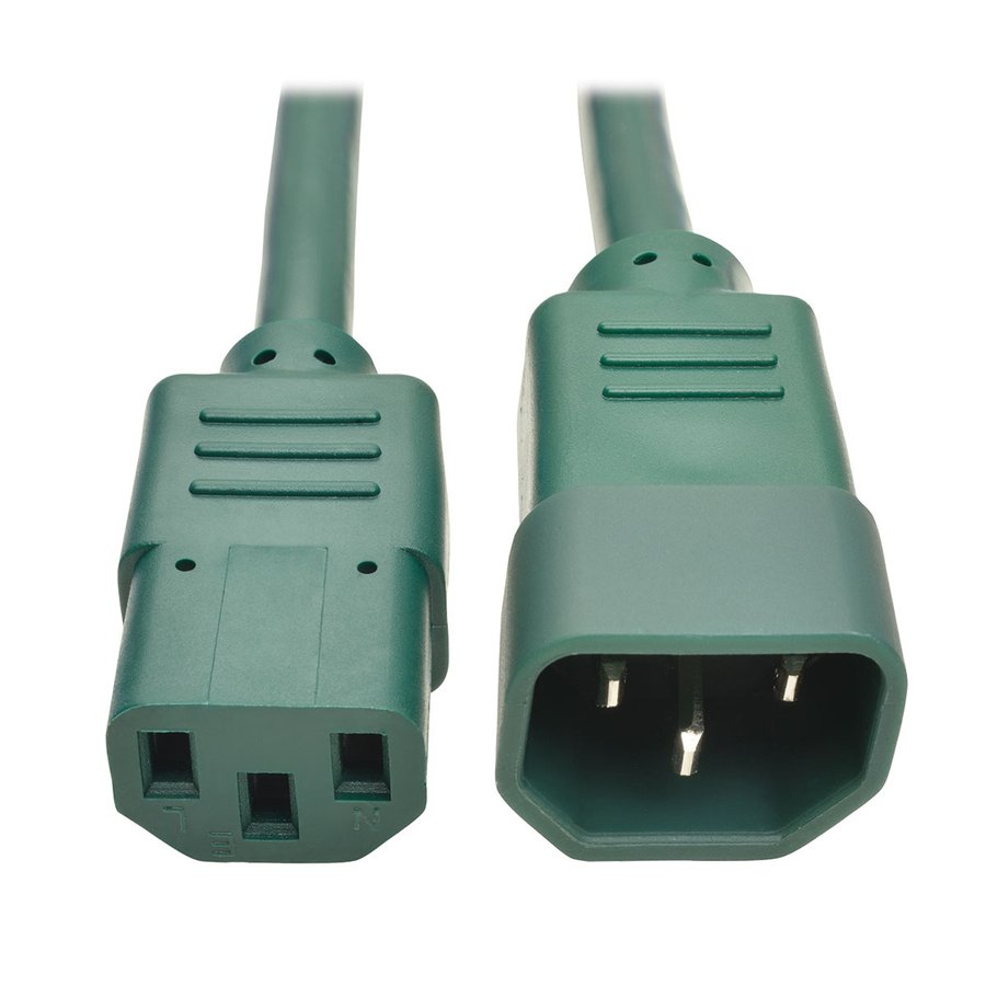 Eaton Tripp Lite Series PDU Power Cord, C13 to C14 - 10A, 250V, 18 AWG, 3 ft. (0.91 m), Green