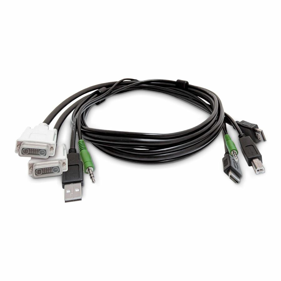StarTech 6ft (1.8m) Dual-Display KVM Cable, 2x DVI to 2x HDMI, USB 2.0, 3.5mm, Universal Combo Cable, TAA Compliant