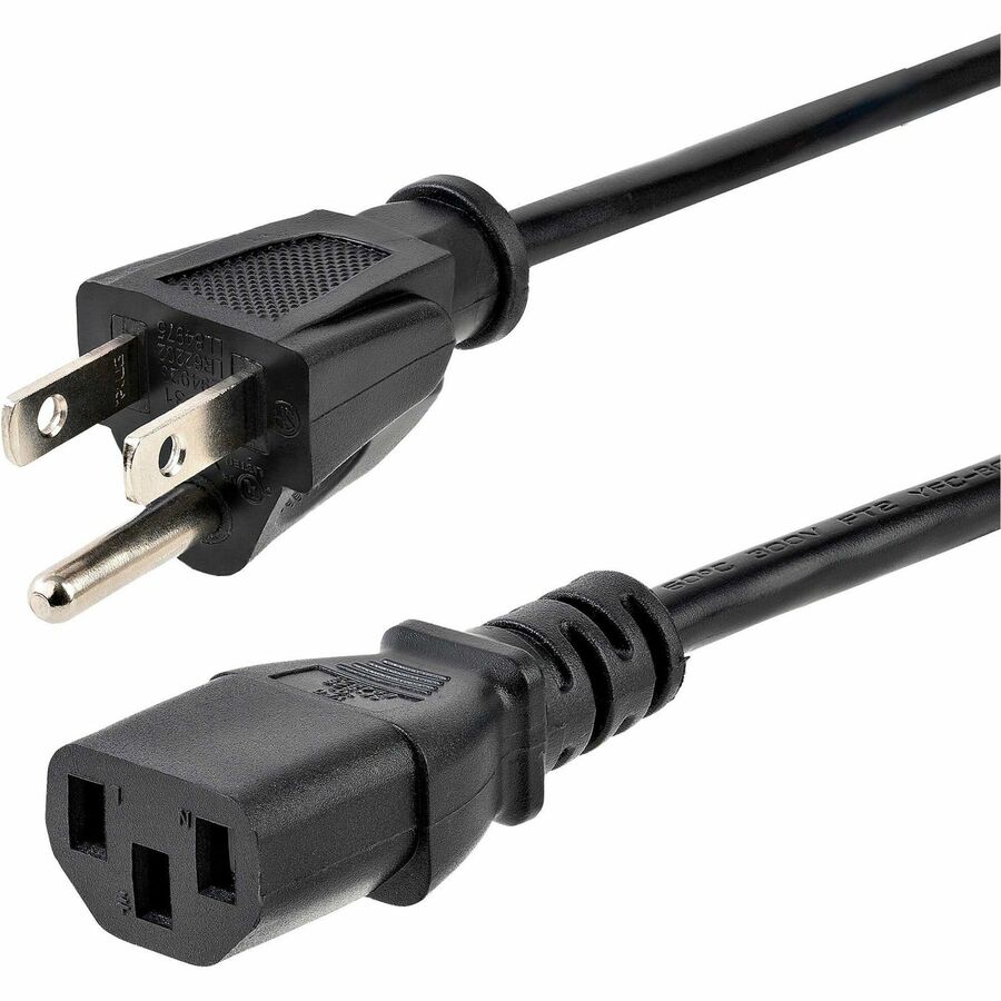 StarTech 10ft (3m) Computer Power Cord, NEMA 5-15P to C13, 10A 125V, 18AWG, Black Replacement AC PC Power Cord, TV/Monitor Power Cable