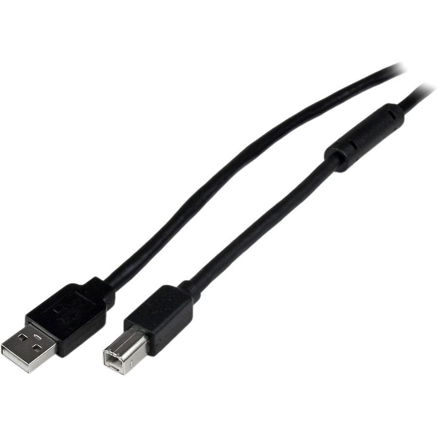 StarTech 65ft (20m) Active USB 2.0 A to B Cable, Long USB Cable, USB Printer Cable, 1x USB A (M), 1x USB B (M), Black