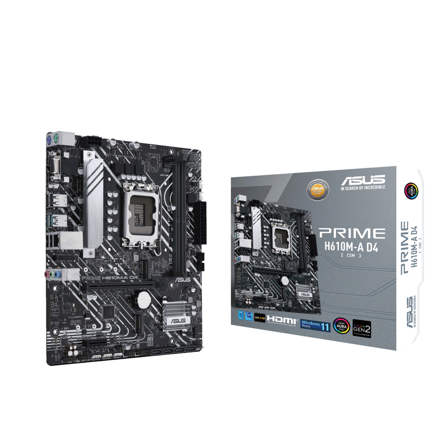 Asus Prime H610M-A D4-CSM Desktop Motherboard - Intel H610 Chipset - Socket LGA-1700 - Micro ATX