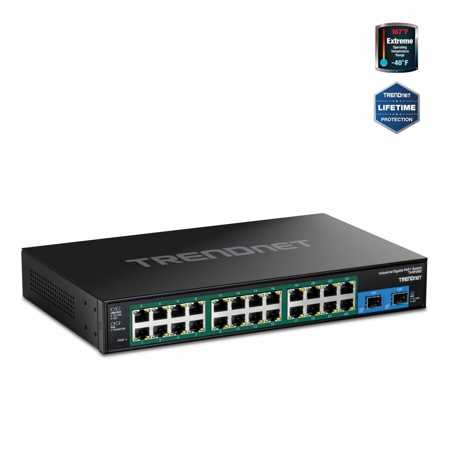 TRENDnet 26-Port Hardened Industrial Gigabit PoE+ Rackmount Switch