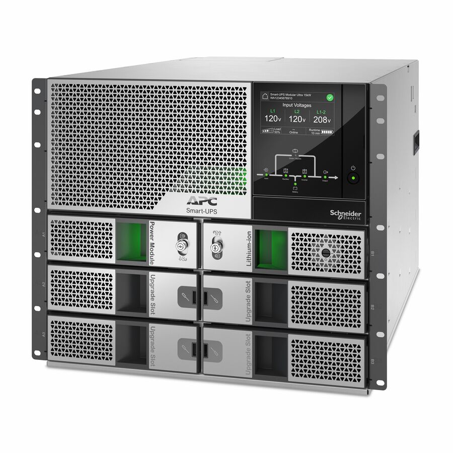 APC Smart-UPS Modular Ultra On-Line, 5kW scalable to 15kW, Lithium-ion, Rackmount 9U, 208/240V, Network Management, Extended runtime, W/rail kit