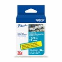 Brother Genuine P-touch TZeFX631 BK on YL Label Tape, Flexible ID Laminated, 12mmX8m