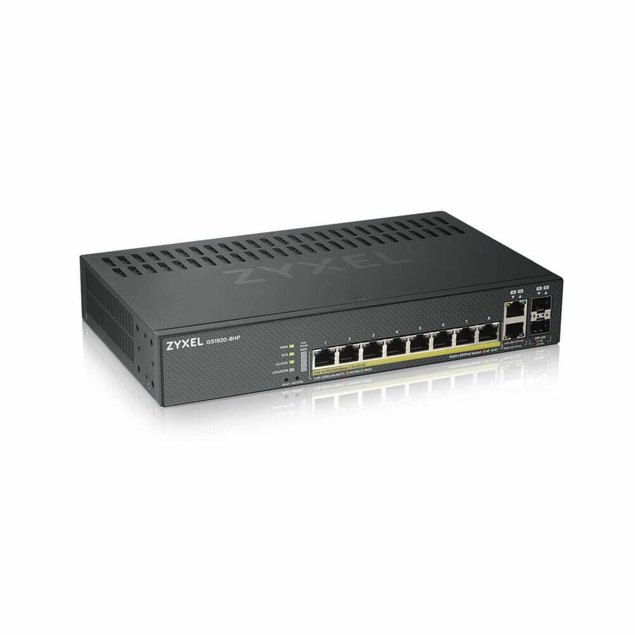 ZYXEL GS1920-8HPv2 8-Port Gigabit Smart Nebula Cloud Managed PoE Switch | 8 PoE+ Ports at 130W with 2 SFP Uplinks