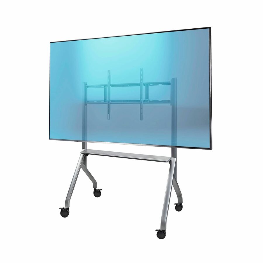 StarTech Easel-Style TV Cart for up to 100inch and 220lb Displays, Height-Adjustable Rolling Stand, Mobile Mount w/ 3" Wheels