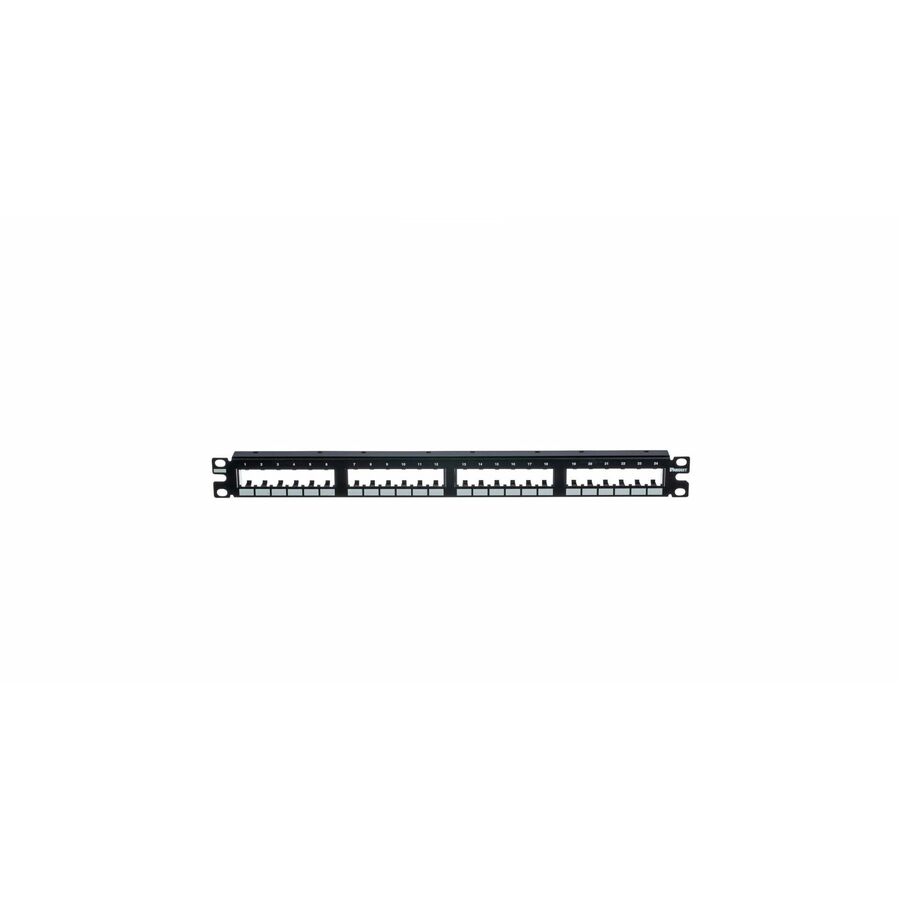 PanNet Mini-Com, Flat,Unshielded, Patch Panel, 24 Port, 1 RU, Black