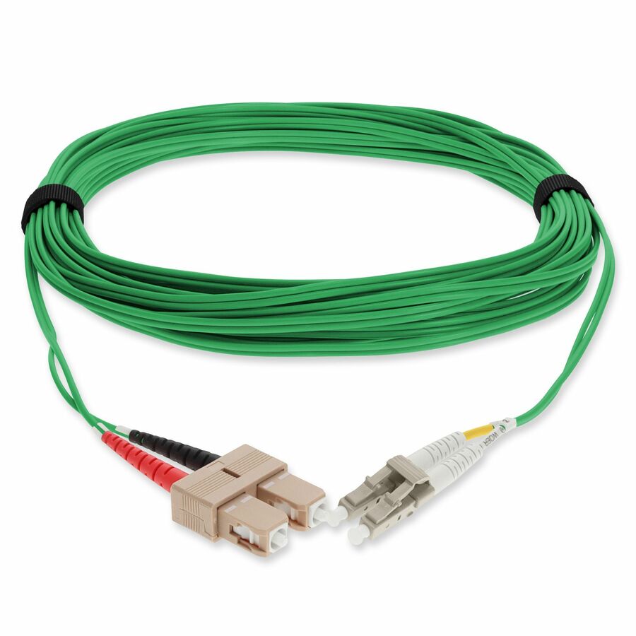 AddOn 2m SC to LC Green OM4 Duplex OFNR (Riser-Rated) TAA Fiber Patch Cable