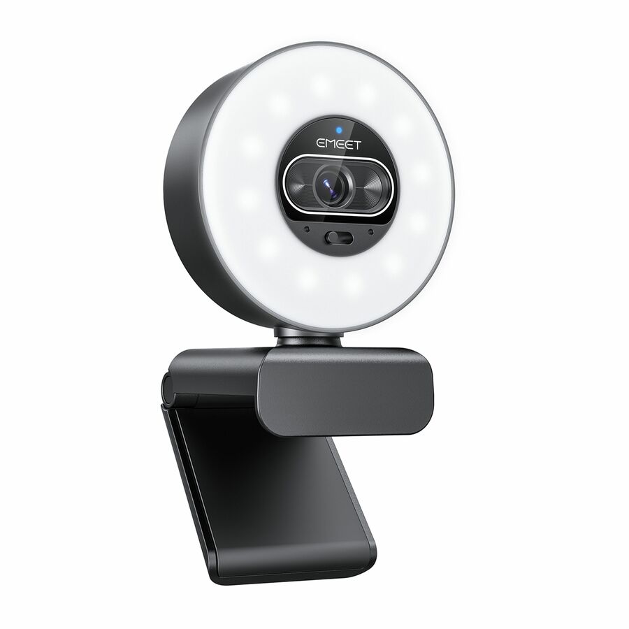 EMEET S600 Light 4K StreamCam with 1/2" Sensor, 0.2S PDAF, 2 Mics, Ring Light with Dial Control, 4 Lighting Modes with App Control