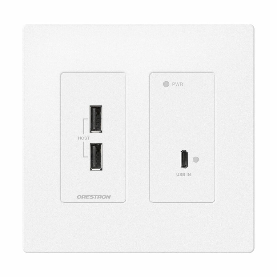 Crestron DM Lite 4K60 4:4:4 Transmitter for USB-C DisplayPort and USB 2.0 Signal Extension over CATx Cable, Wall Plate, White