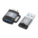 2-Piece Set: USB-C to USB-A and USB-A to USB-C Adapters, Male/Female conversions, 5 Gbps (USB 3.2 Gen1 aka USB 3.0), SuperSpeed USB, Black/Silver, Lifetime Warranty