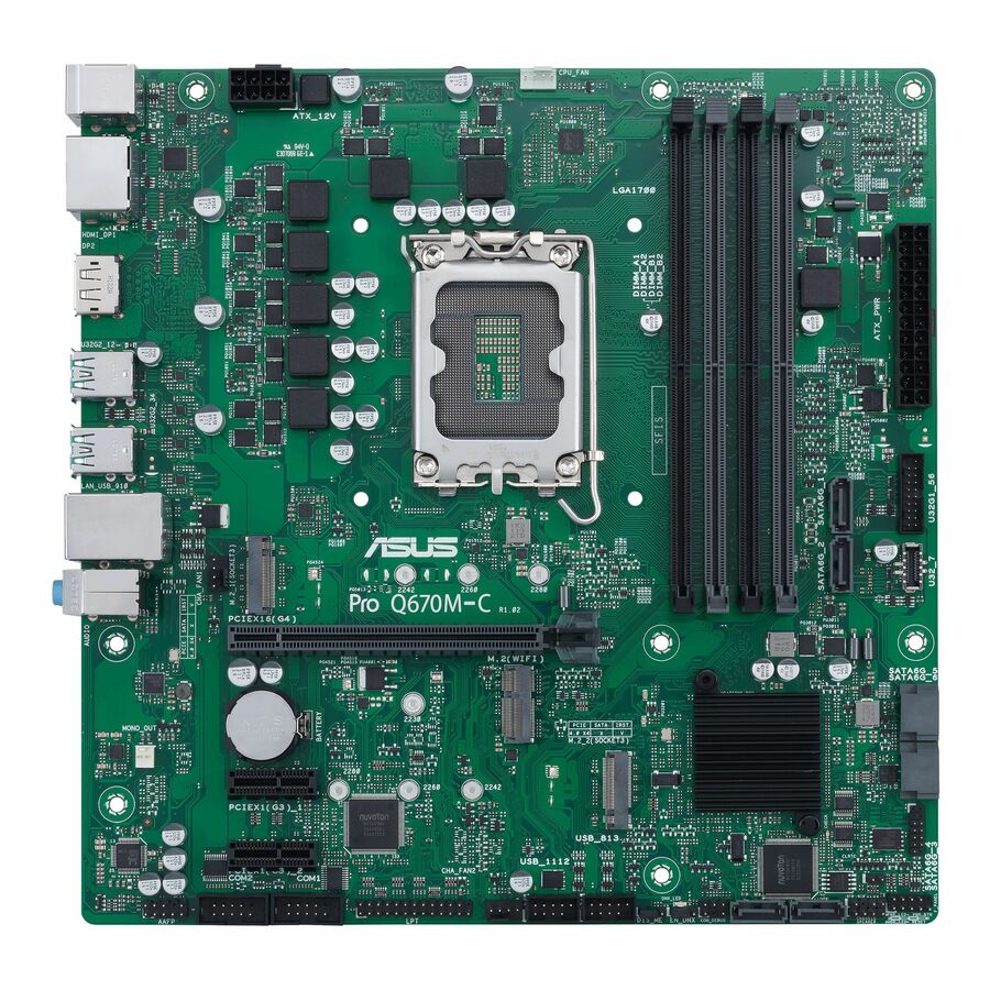 Asus Pro Q670M-C-CSM Desktop Motherboard - Intel Q670 Chipset - Socket LGA-1700 - Micro ATX