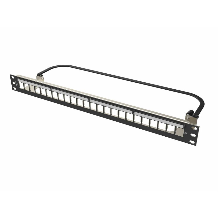 Ortronics Clarity HDJ 24-Port, 1RU Shielded High Density Jack, Unloaded Flat Panel - Black