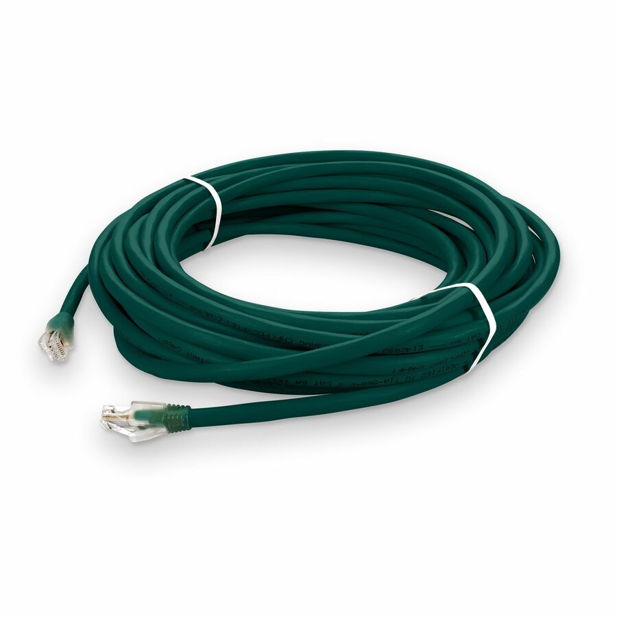 AddOn 20ft Green CAT 6A Plenum-Rated Ethernet Cable Snagless Bubble Boot RJ-45 M/M