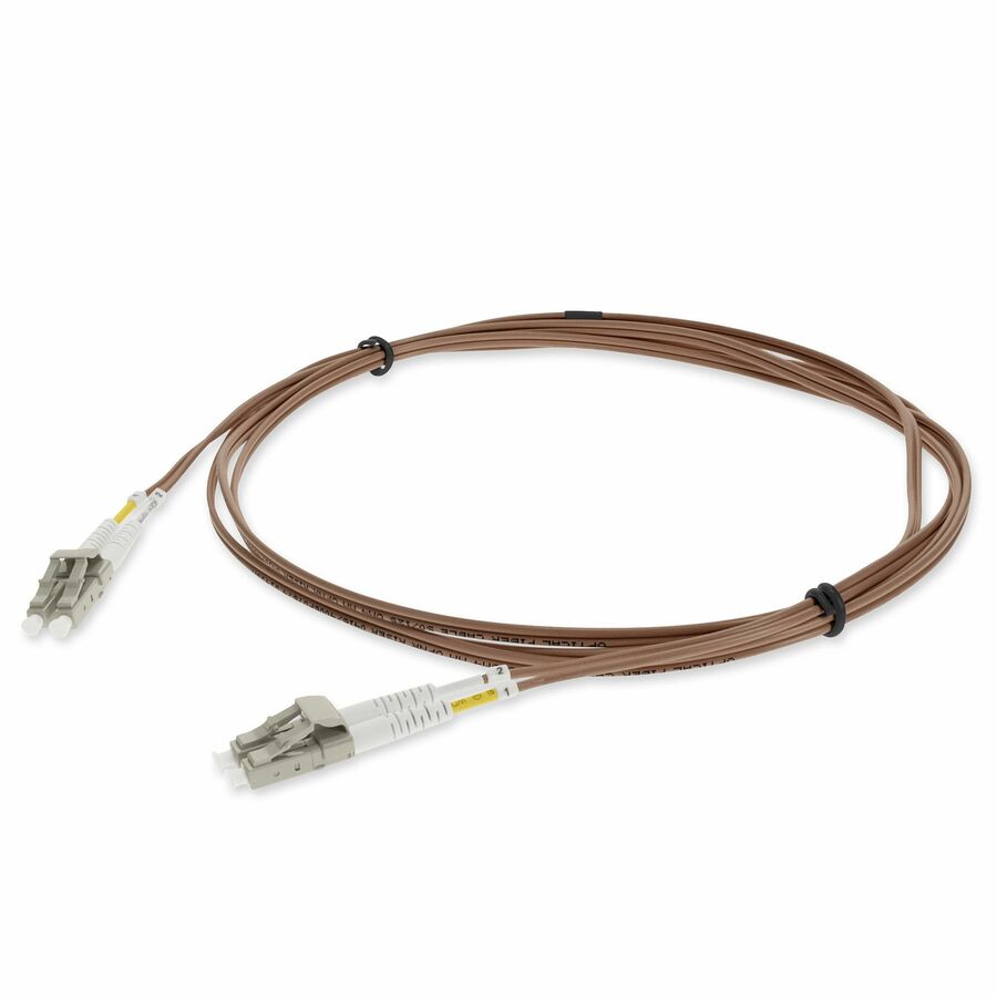 AddOn 10m LC to LC Brown OM4 Duplex OFNR (Riser-Rated) TAA Fiber Patch Cable