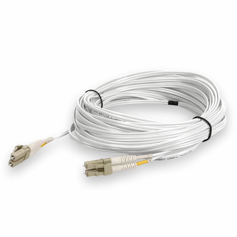 AddOn 20m LC to LC White OM4 Duplex OFNR (Riser-Rated) TAA Fiber Patch Cable