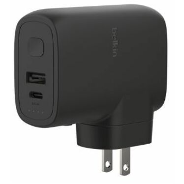Belkin Hybrid Wall Charger and Power Bank - 5K mAh - 1xUSB-A, 1xUSB-C (25W) - Portable Charger - Black
