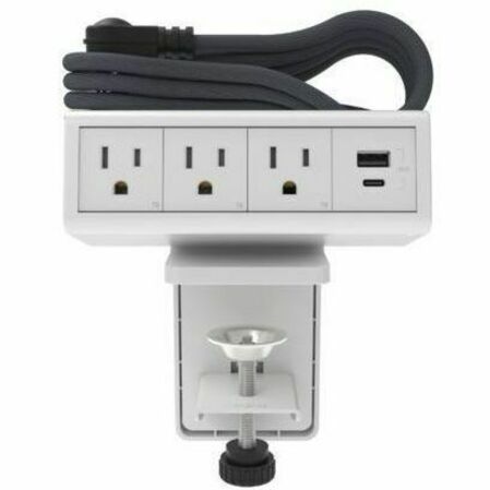 Wiremold DPC Dash 4-Cube Desktop Power Center - Three 15A Outlets - One Combo 15W USB A/C - White