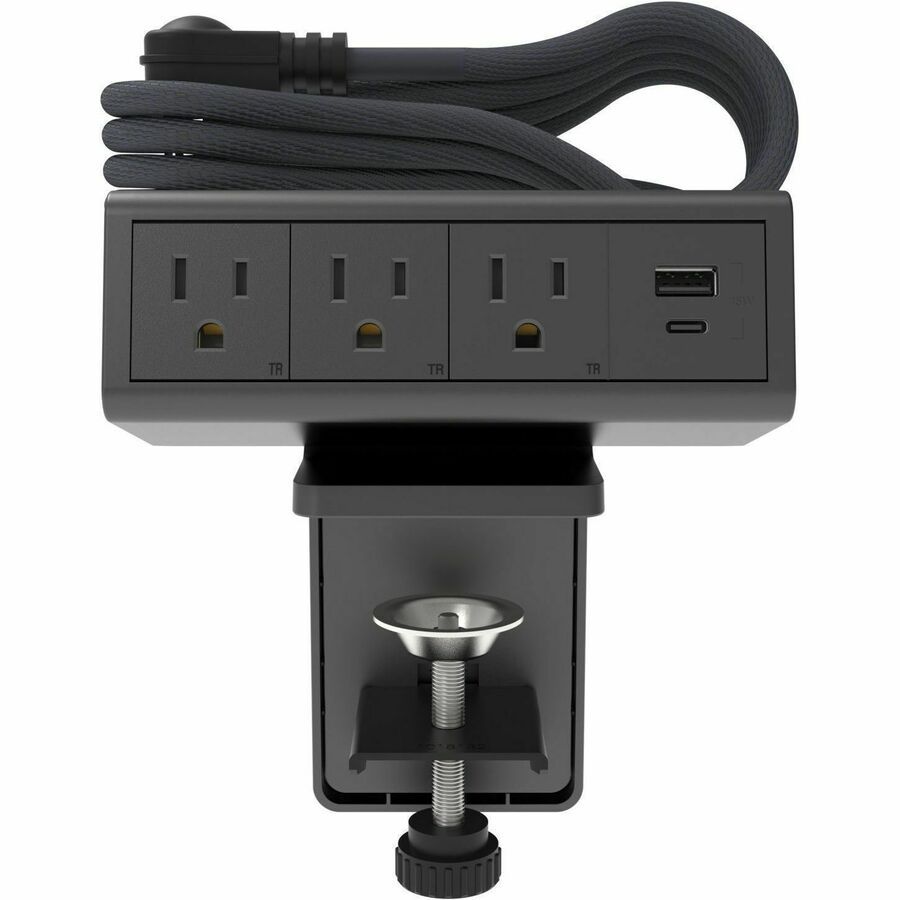 Wiremold DPC Dash 4-Cube Desktop Power Center - Three 15A Outlets - One Combo 15W USB A/C - Graphite