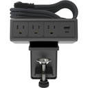 Wiremold DPC Dash 4-Cube Desktop Power Center - Three 15A Outlets - One Combo 15W USB A/C - Graphite