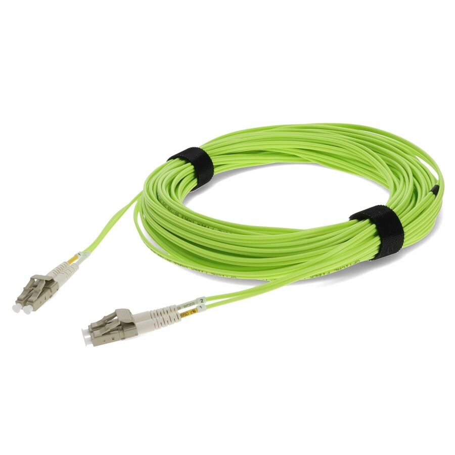AddOn 12m LC to LC Lime Green OM5 Duplex OFNR (Riser-Rated) MMF (Multi Mode) Fiber Patch Cable, 50/125