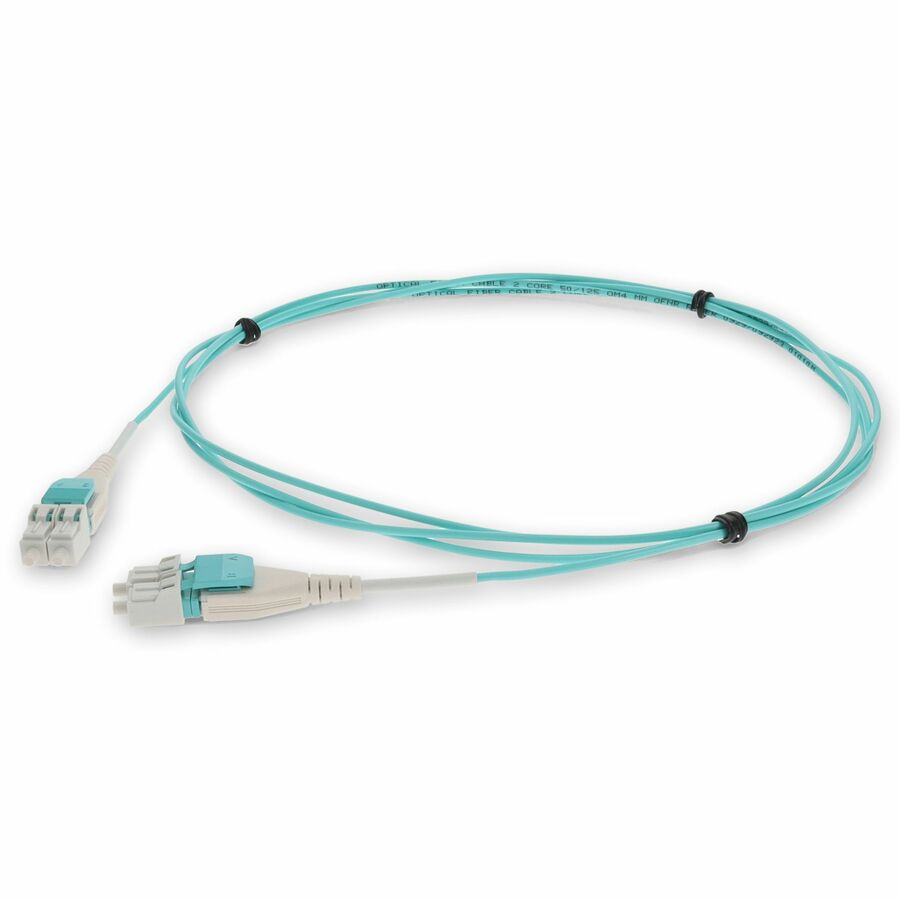AddOn 1m LC to LC Field Modifiable Aqua OM4 Duplex OFNR (Riser-Rated) Fiber Patch Cable