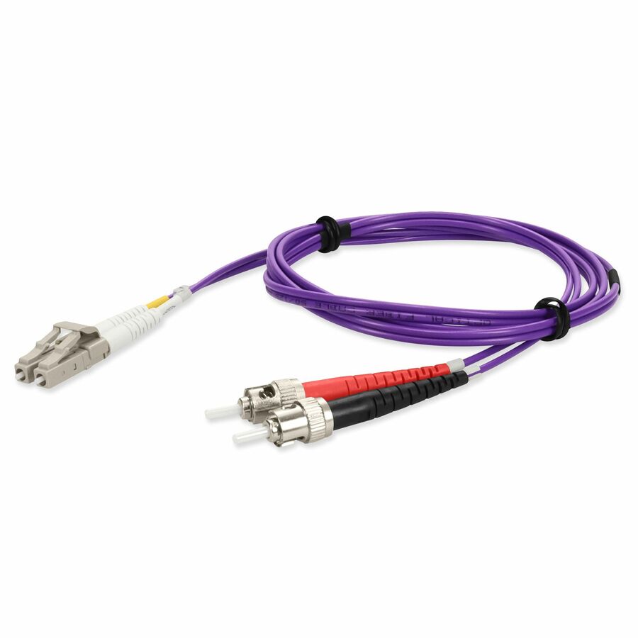 AddOn 5m ST to LC Purple OM4 Duplex OFNR (Riser-Rated) Fiber Patch Cable