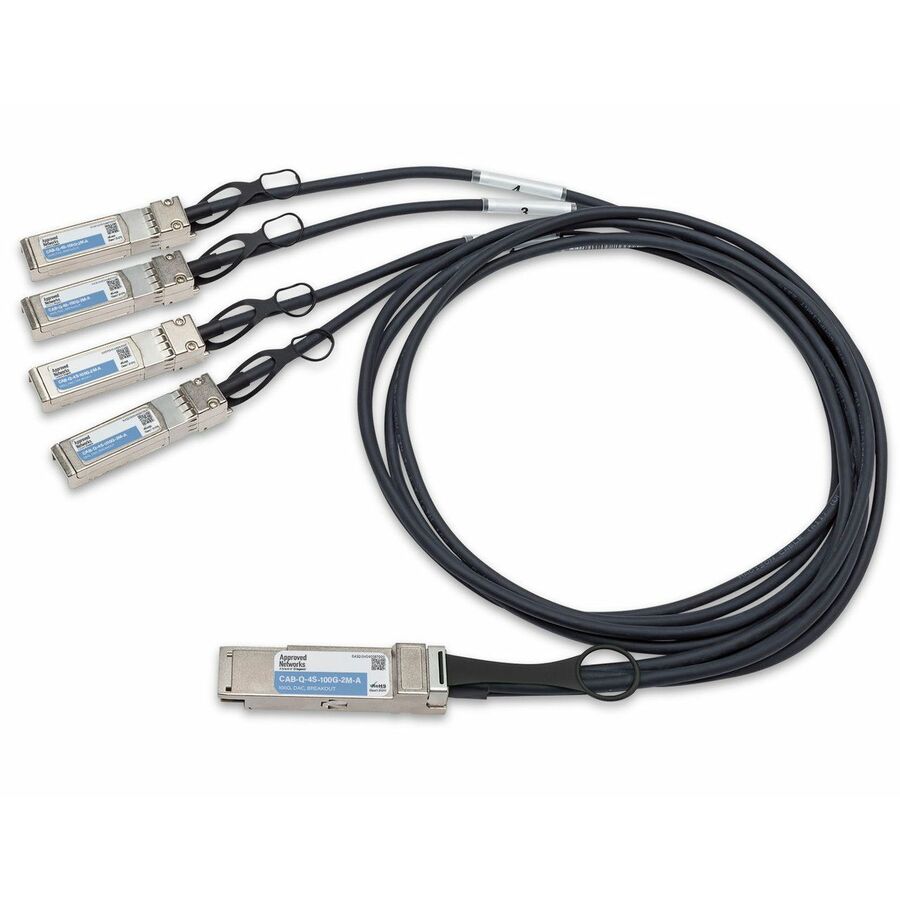 Approved Networks 100GBASE QSFP28 Passive DAC Cable (QSFP28+ to 4 x SFP28) Breakout