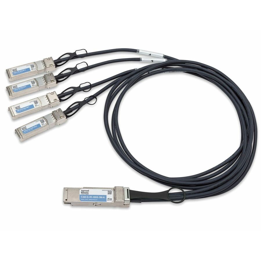 Approved Networks 100GBASE QSFP28 Passive DAC Cable (QSFP28+ to 4 x SFP28) Breakout