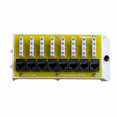 On-Q 8-Port Cat6 Network Interface Module with 8 Ports - Black