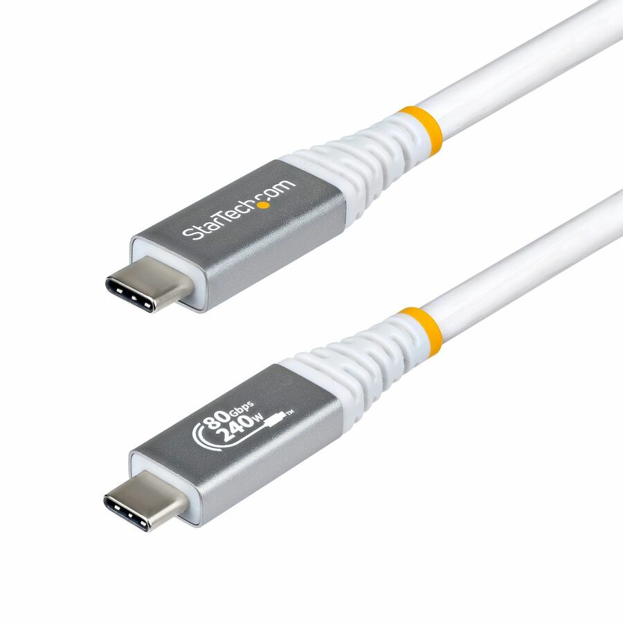 StarTech 1.5ft (45cm) USB4 Cable, 80Gbps, USB-IF Certified USB-C Cable, 240W, 8K 120Hz/4K 240Hz DP2.1, Thunderbolt 4 Compatible, White