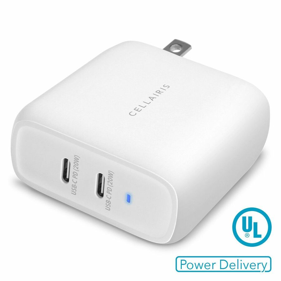 Cellairis Wall Charger - Dual USB-C + USB-C 40W White