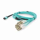 AddOn 7m MPO/UPC to 4xLC/UPC Duplex Aqua OM4 OFNR (Riser-Rated) 8-Strand Fiber Fanout Cable with 3m Breakout Legs
