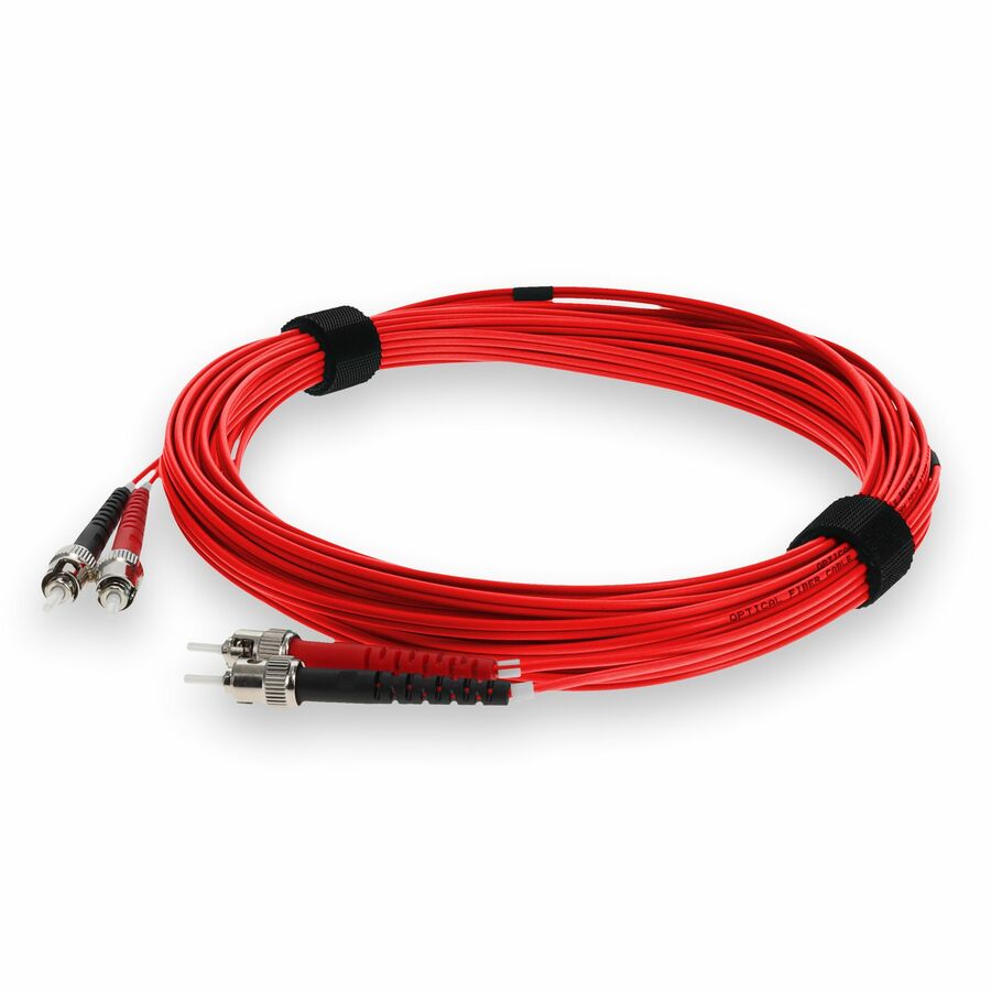 AddOn 2m ST to ST Red OM4 Duplex OFNR (Riser-Rated) Fiber Patch Cable