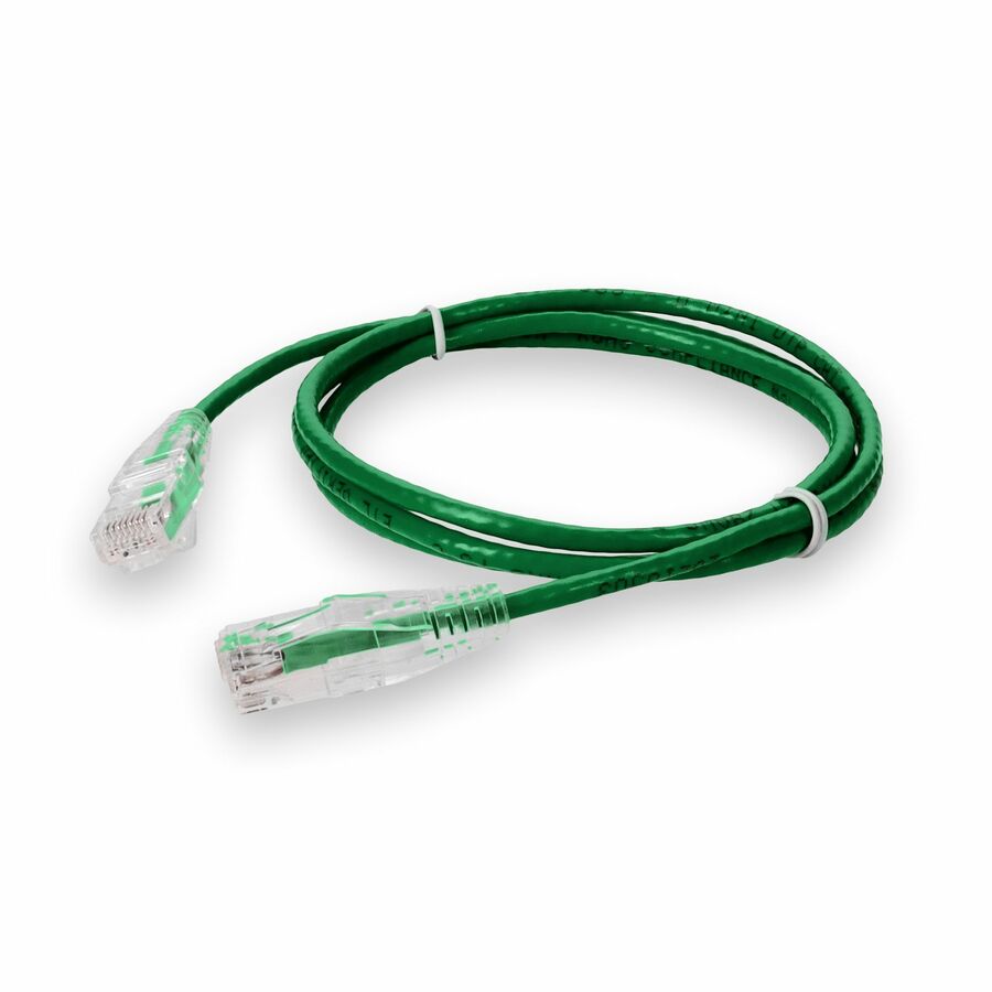 AddOn 10ft Green CAT 6A Slim PVC Ethernet Cable Snagless Clear-Claw RJ-45 M/M