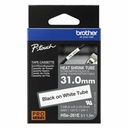 Brother HSe-261E Black on White Heat Shrink Tube Tape, 31 mm (1.22 in.)