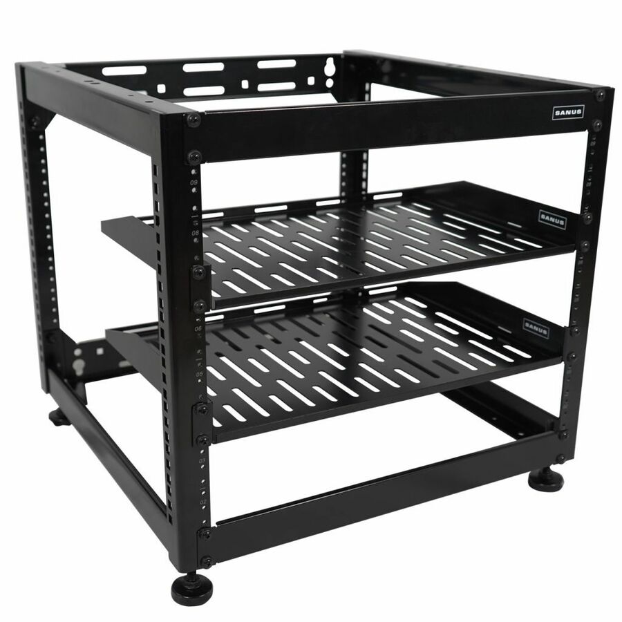 Sanus Component Series AV Rack - 10RU Open Frame Network Rack - 26in Height - Black