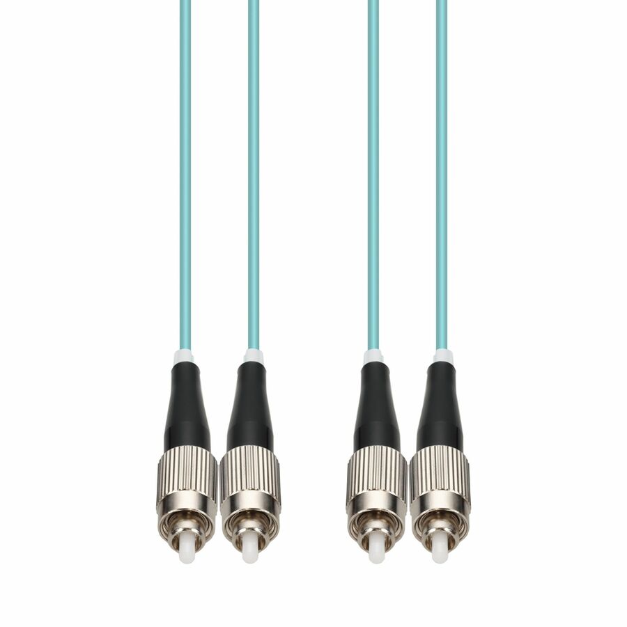 AddOn 3m FC to FC Aqua OM4 Duplex OFNR (Riser-Rated) Fiber Patch Cable