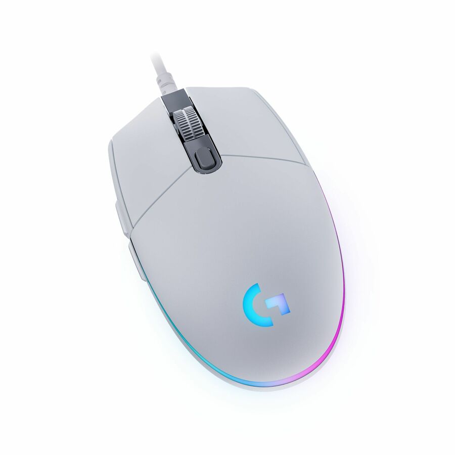 Logitech G203 Wired Gaming Mouse, 8,000 DPI, Rainbow Optical Effect LIGHTSYNC RGB, 6 Programmable Buttons, White