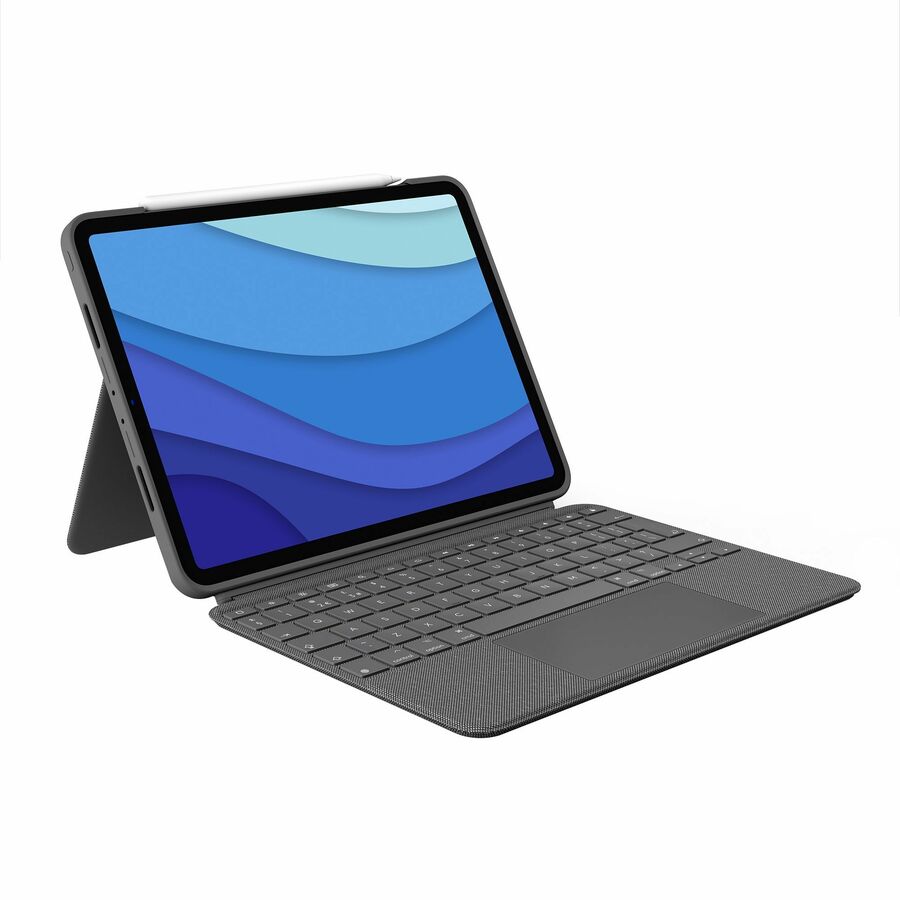 Logitech Combo Touch Keyboard/Cover Case for 11" Apple, Logitech iPad Pro, iPad Pro (2nd Generation), iPad Pro (3rd Generation) Tablet - Oxford Gray
