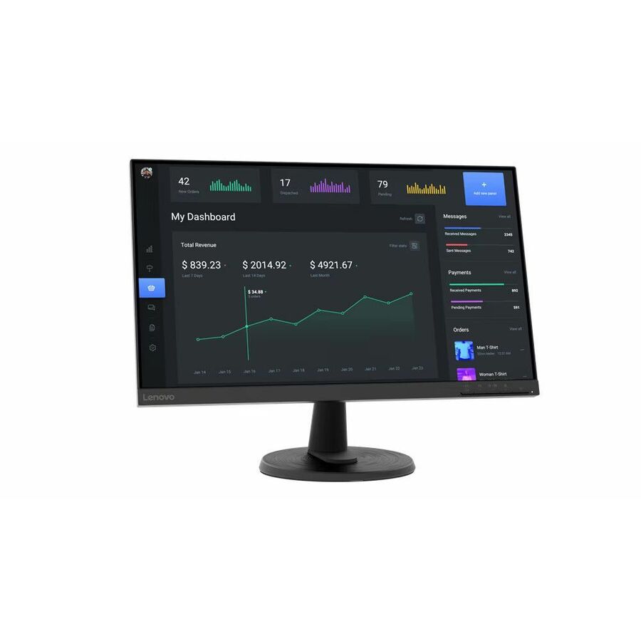 Lenovo D24-40 24" Class Full HD LED Monitor - 16:9 - Raven Black