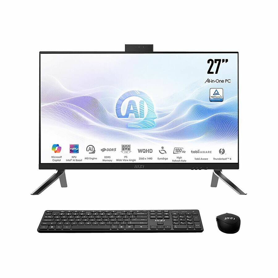 MSI Modern AM273Q AI 1UM-039US All-in-One Computer - Intel Core Ultra 5 125H - 16 GB - 1 TB PCI Express NVMe SSD - 27" WQHD - Desktop - Black - W11P - 3Y