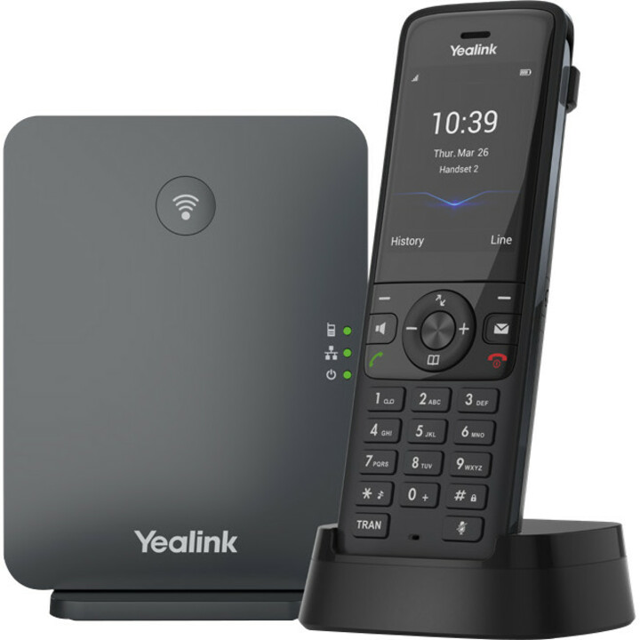 Yealink W78P IP Phone - Cordless - Corded - DECT, Bluetooth - Desktop, Wall Mountable - Black, Classic Gray