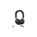 Jabra Evolve2 75 Wireless On-ear Stereo Headset - USB-A - Unified Communication - With Charging Stand - Black - Binaural - Ear-cup - 3000 cm - Bluetooth - 20 Hz to 20 kHz - MEMS Technology Microphone - Noise Cancelling