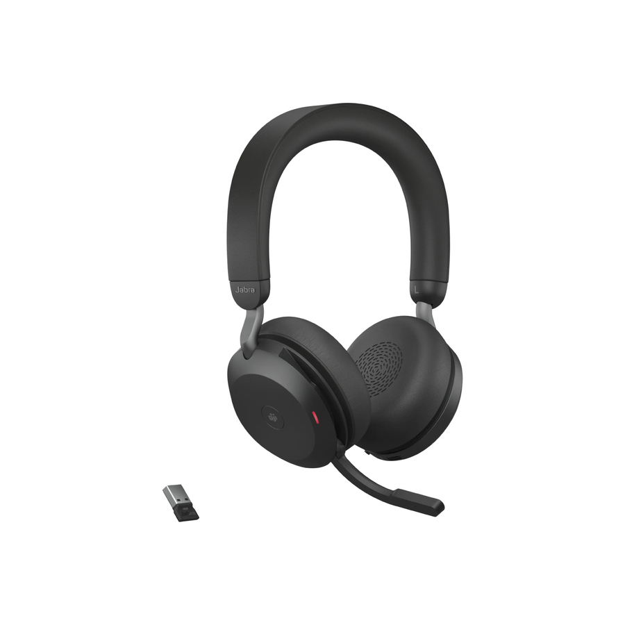 Jabra Evolve2 75 Wireless On-ear Stereo Headset - USB-A - For MS Teams - Black - Binaural - Ear-cup - 3000 cm - Bluetooth - 20 Hz to 20 kHz - MEMS Technology Microphone - Noise Cancelling