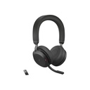 Jabra Evolve2 75 Wireless On-ear Stereo Headset - USB-A - For MS Teams - Black - Binaural - Ear-cup - 3000 cm - Bluetooth - 20 Hz to 20 kHz - MEMS Technology Microphone - Noise Cancelling