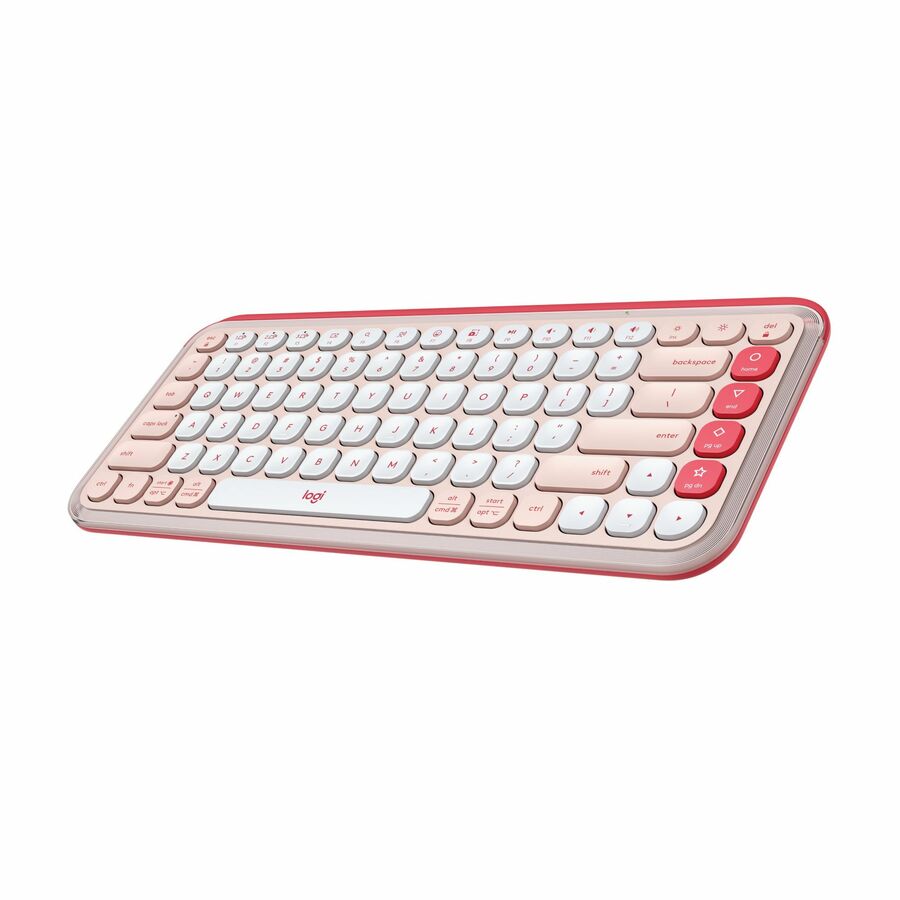 Logitech POP ICON KEYS Wireless Bluetooth Keyboard, Comfortable Typing, Programmable Keys, Easy-Switch Between up to 3 Devices (Rose & Off-white)