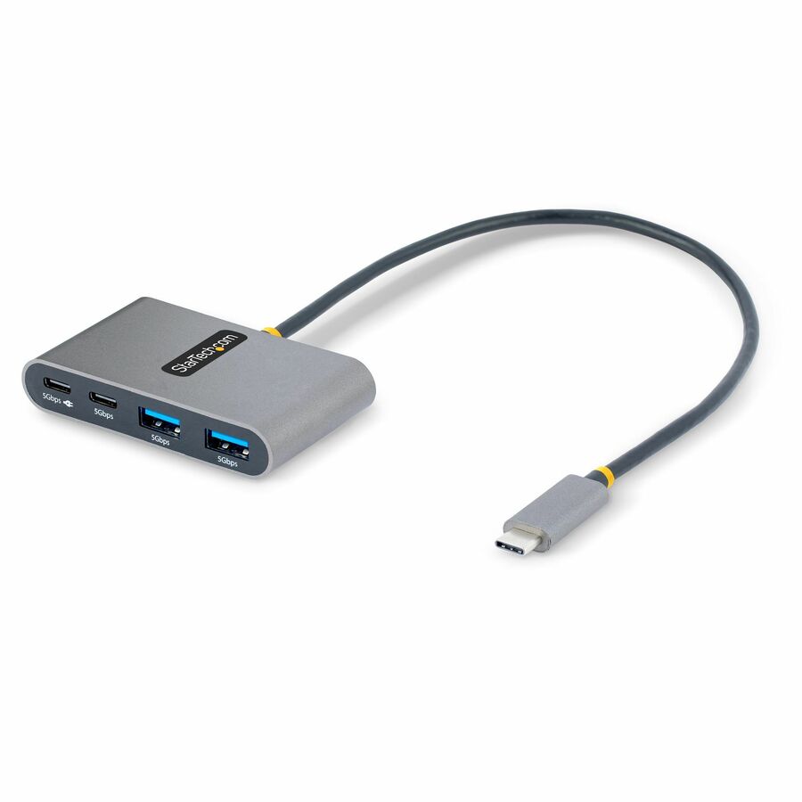 StarTech 4-Port USB-C Hub with 100W Power Delivery Pass-Through, 2x USB-A + 2x USB-C, 5Gbps, 1ft/30cm Long Cable, Portable USB 3.0 Hub